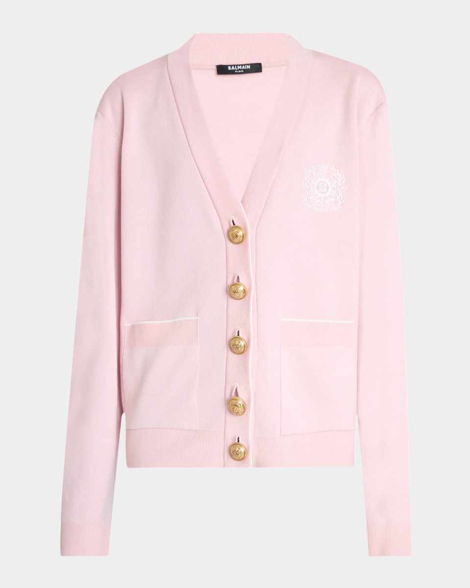Emrboidered Loose-Fit Knit Cardigan